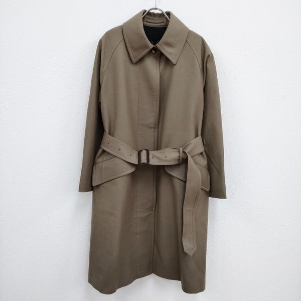 MARGARET HOWELL SATIN WOOL TWILL 定価121000円 578-2212005 ステンカラーコート 22AW ブラウン マーガレットハウエル【中古】3-1202T♪