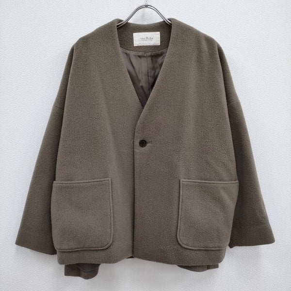 nest Robe 01204-1036 ウールモッサーノーカラーショートジャケット コート グレー系 レディース ネストローブ【中古】3-1223T♪