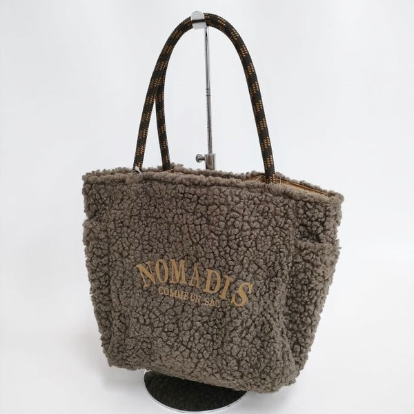 NOMADIS 新品 SAC BOA Petit ボアロゴトートバッグ 定価14300円 リバーシブル トートバッグ 23AW ブラウン ノマディス【中古】3-1215T♪