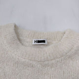 H BEAUTY&YOUTH ALPACA BOUCLE CROPPED KNIT PULLOVER 定価24200円 アルパカ混 セーター ニット アイボリー系 レディース エイチビューティアンドユース【中古】4-0106T☆