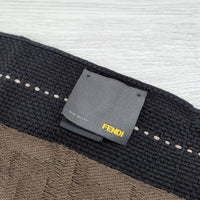 FENDI フリンジ ウールシルク ストライプ ストール マフラー ブラック ブラウン レディース フェンディ【中古】4-0116T◎