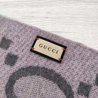 GUCCI GGカシミヤ ジャガード 674275 3G344 ストール マフラー ピンク グレー レディース グッチ【中古】4-0116T◎