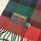 TWEEDMILL ラムウールマフラー キルトピン付き チェック フリンジ ストール レッド グリーン 多色 レディース ツイードミル【中古】4-0202T◎