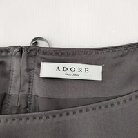 ADORE 切替ワンピース 異素材 シルク 半袖 サイズ38 ワンピース チャコールグレー レディース アドーア【中古】4-0206T◎