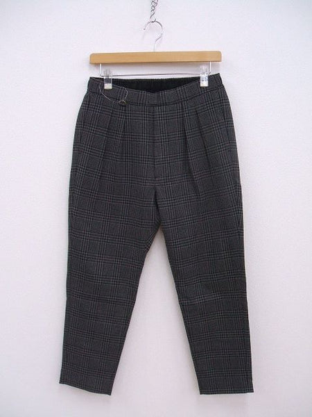 SOPHNET. 2 TUCK CHECK EASY CROPPED PANT FABRIC BY SOLOTEX チェック パンツ グレー ブラック メンズ  ソフネット【中古】2-0216T♪