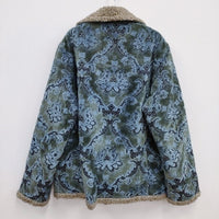 Needles DOUBLE RIDERS JACKET DAMASK VELVET ライダース ボアジャケット 22AW カーキ ライトブルー メンズ ニードルス【中古】3-1207A♪