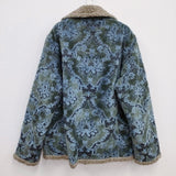 Needles DOUBLE RIDERS JACKET DAMASK VELVET ライダース ボアジャケット 22AW カーキ ライトブルー メンズ ニードルス【中古】3-1207A♪