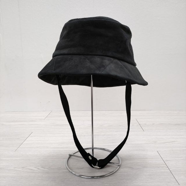 Indietro Association 新品 Leather Bucket Hat ヌバックバケットハット 定価18700円 豚革 サイズ1 帽子 ハット ブラック メンズ インディエトロアソシエーション【中古】3-1222T◎