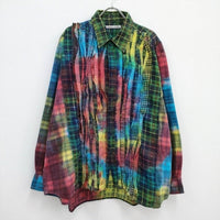 Rebuild by Needles 再構築 加工 リメイク タイダイ HM307 Flannel Shirt Tie Dye 長袖シャツ グリーン リビルドバイニードルス【中古】3-0924T♪