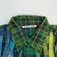 Rebuild by Needles 再構築 加工 リメイク タイダイ HM307 Flannel Shirt Tie Dye 長袖シャツ グリーン リビルドバイニードルス【中古】3-0924T♪