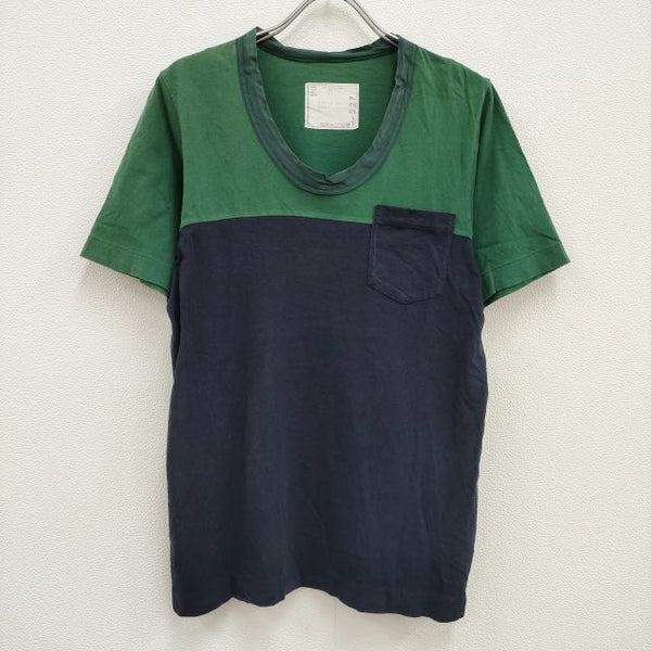 Sacai バイカラーTシャツ サイズ2 半袖Ｔシャツ カットソー ネイビー グリーン メンズ サカイ【中古】3-0712S♪