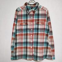 patagonia 53915 FJORD FLANNEL SHIRT オーガニックコットン ネルシャツ チェック 長袖シャツ ブルー ブラウン レディース パタゴニア【中古】3-1030T∞