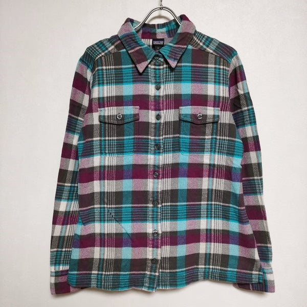 patagonia 53915 FJORD FLANNEL SHIRT オーガニックコットン ネルシャツ チェック 長袖シャツ パープル レディース パタゴニア【中古】3-1030T∞