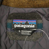 patagonia フェルテッドジャケット 27450FA13 ボーダー サイズL スタンドカラー ジャケット グレー ブルー ブラウン メンズ パタゴニア【中古】4-0111T◎