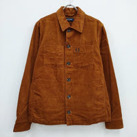 FRED PERRY CORD OVERSHIRT コーデュロイジャケット 刺繍 サイズS 長袖シャツ ブラウン メンズ フレッドペリー【中古】3-1220T♪