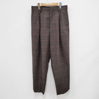 AURALEE BLUEFACED WOOL CHECK WIDE SLACKS 定価38500円 サイズ3 パンツ ブラウン メンズ オーラリー【中古】4-0111T◎